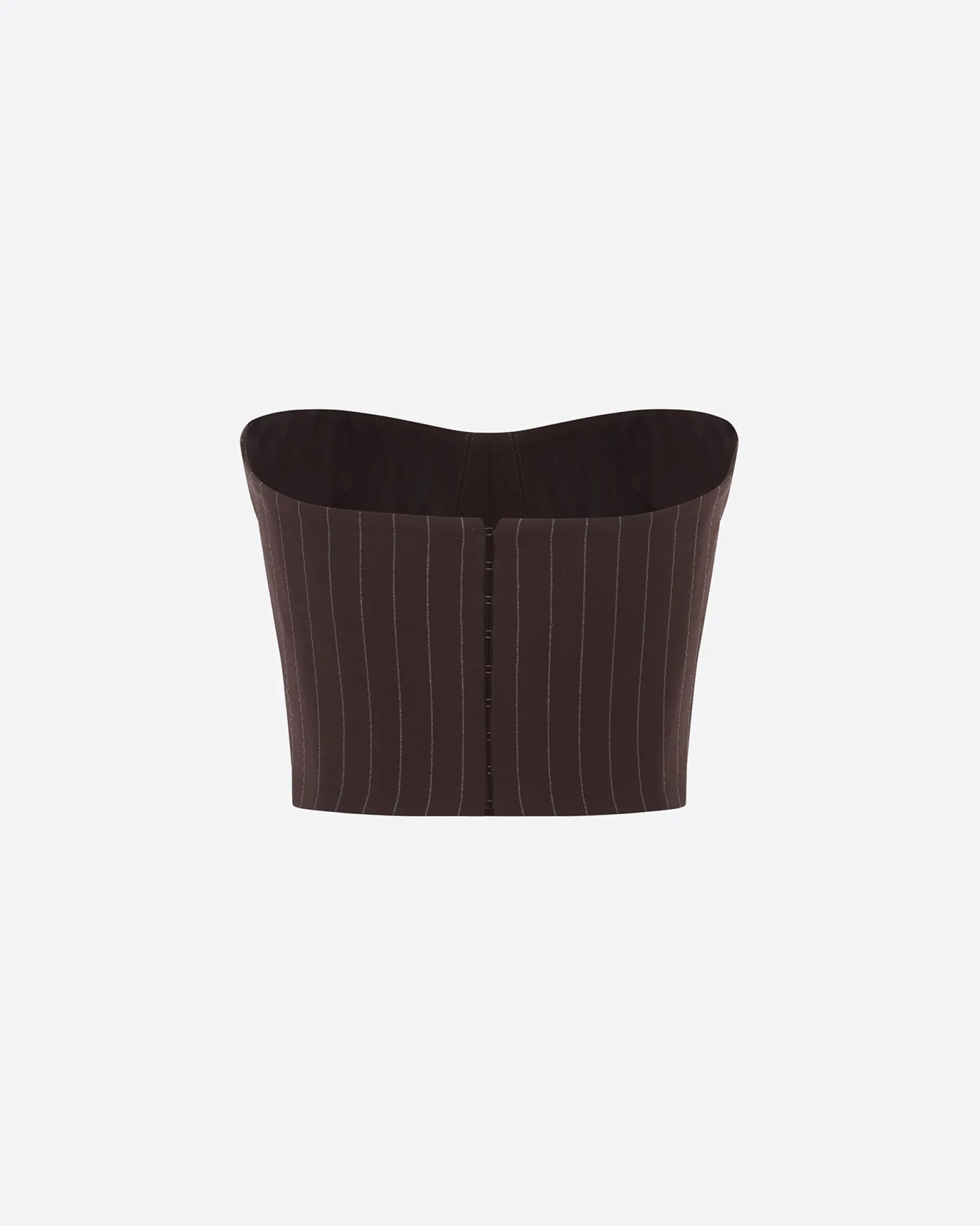 Alex Perry Strapless Crop Top in Lurex Pinstripe