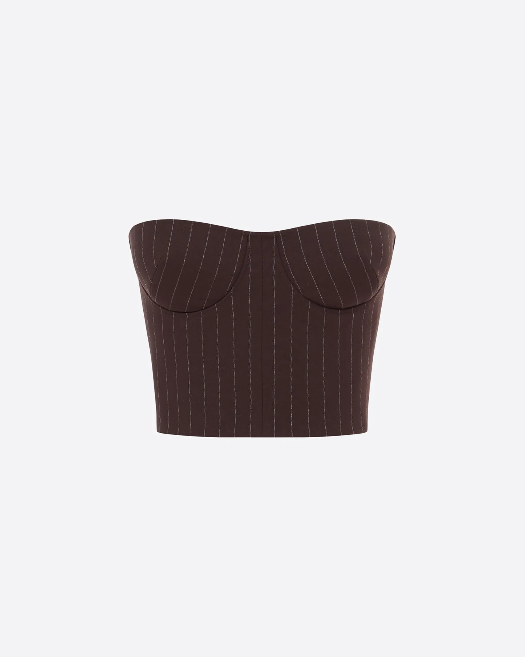 Alex Perry Strapless Crop Top in Lurex Pinstripe