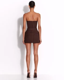 Alex Perry Strapless Crop Top in Lurex Pinstripe