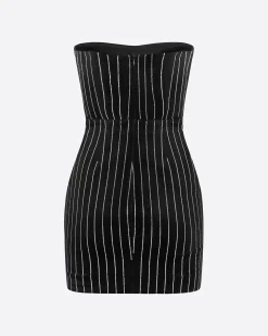 Alex Perry Strapless Mini Dress in Crystal Velvet