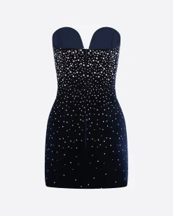 Alex Perry Strapless Sweetheart Mini Dress in Crystal Velvet