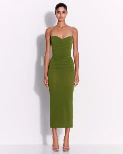 Alex Perry Strapless Sweetheart Ruched Dress in Crepe Jersey