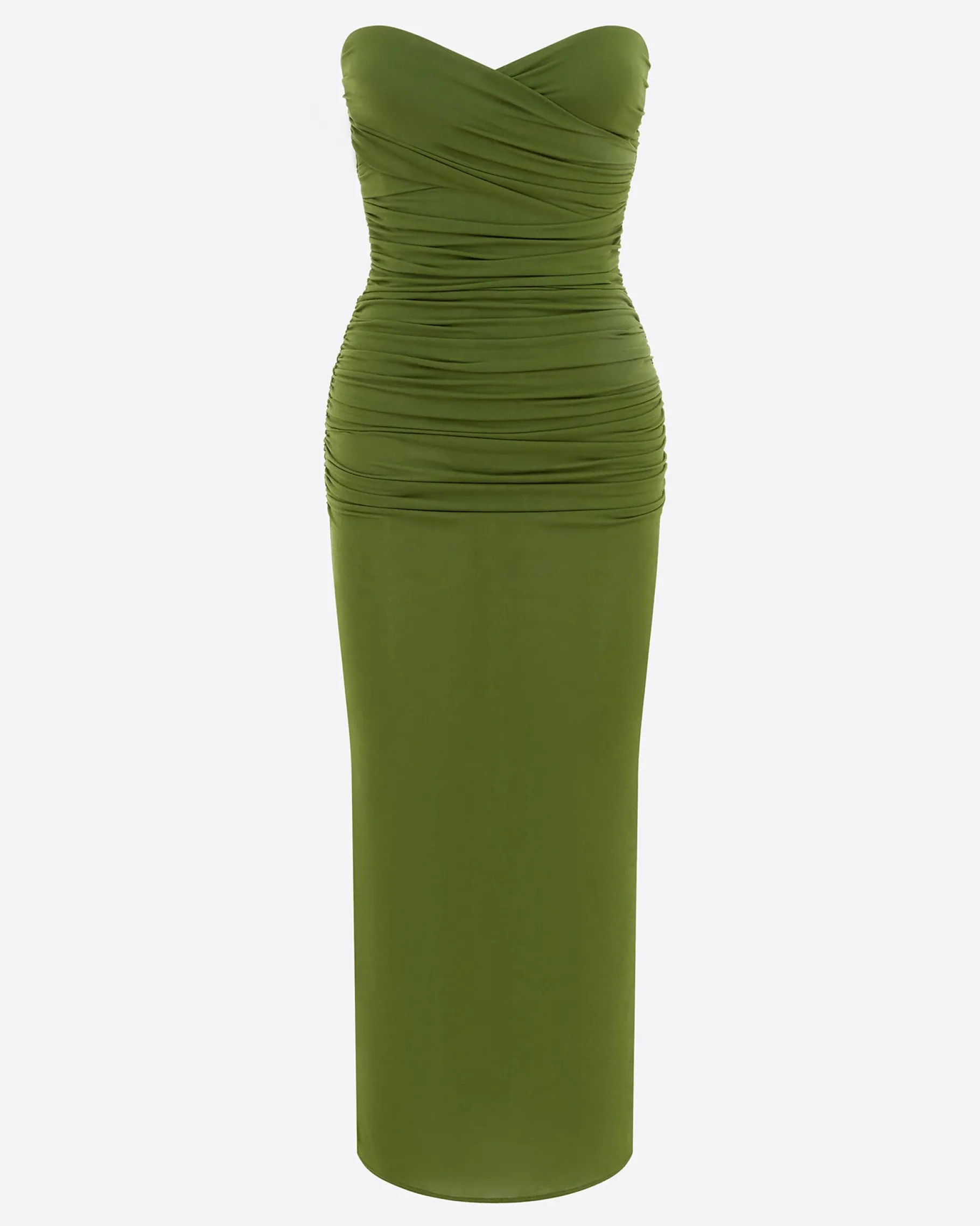 Alex Perry Strapless Sweetheart Ruched Dress in Crepe Jersey