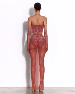 Alex Perry Strapless Top in Crystal Stretch Mesh