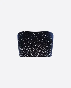 Alex Perry Strapless Top in Crystal Velvet