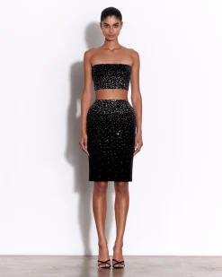 Alex Perry Strapless Top in Crystal Velvet