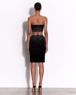 Alex Perry Strapless Top in Crystal Velvet