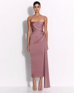 Alex Perry Strapless Twist Dress in Satin Crepe