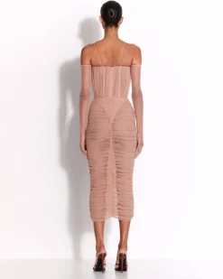 Alex Perry Sweetheart Ruched Dress in Fine Mesh