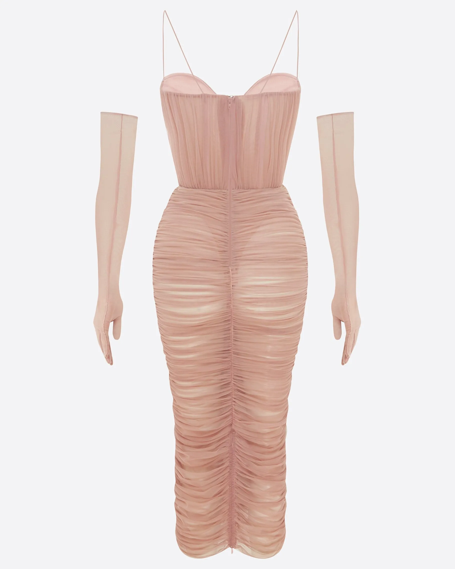 Alex Perry Sweetheart Ruched Dress in Fine Mesh