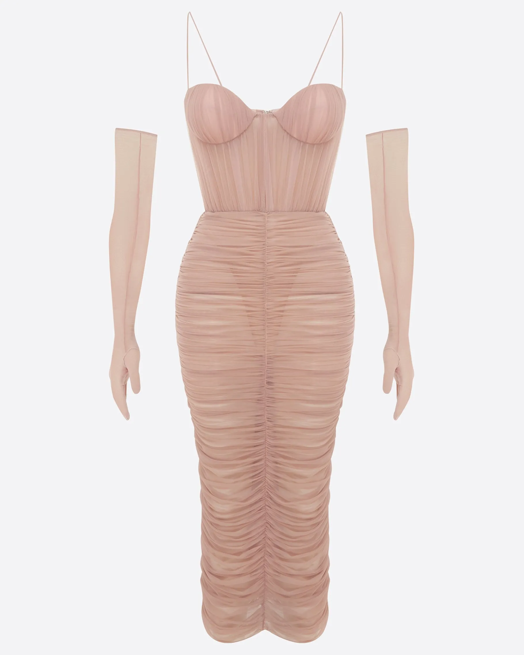 Alex Perry Sweetheart Ruched Dress in Fine Mesh