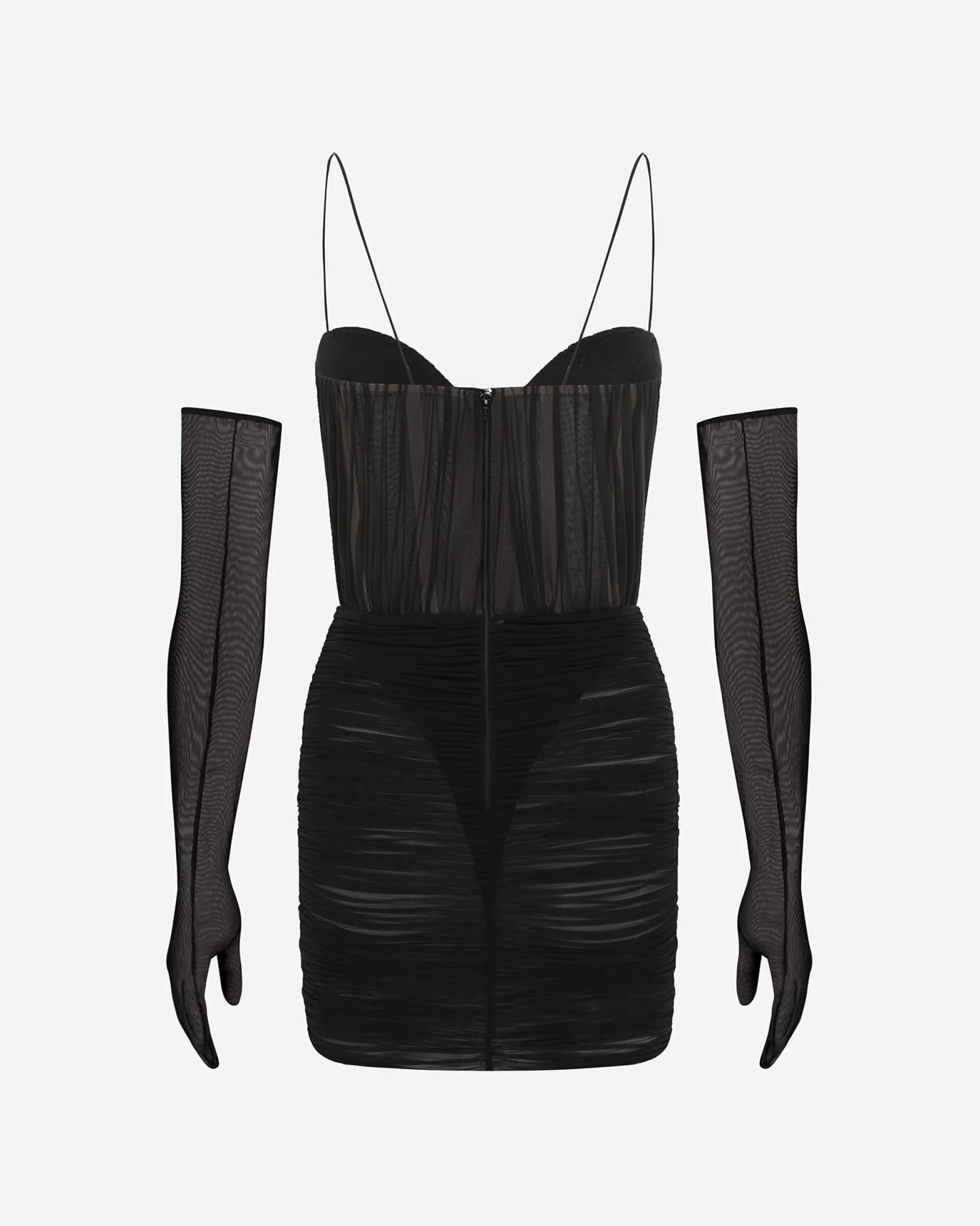 Alex Perry Sweetheart Ruched Mini Dress in Fine Mesh