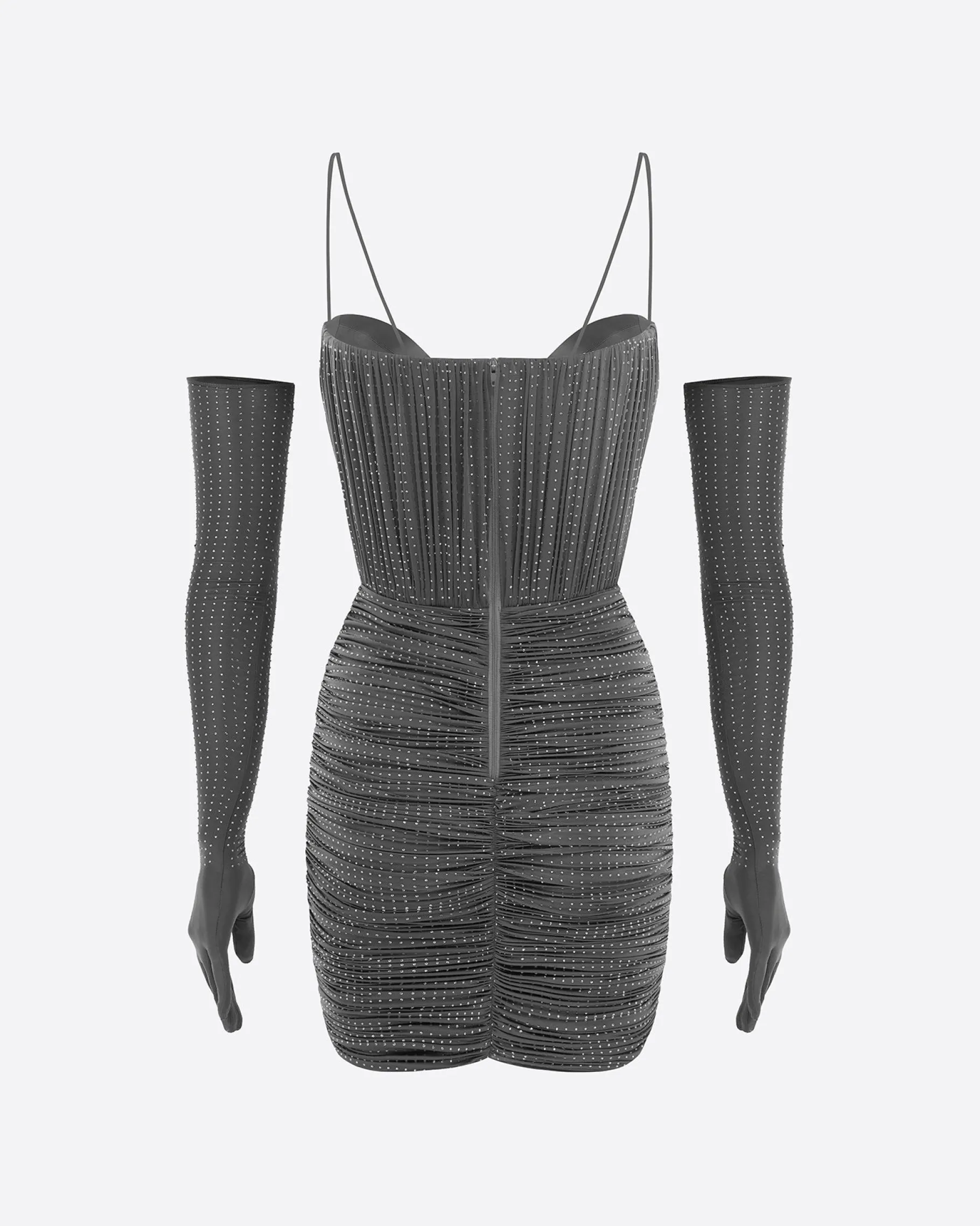 Alex Perry Sweetheart Ruched Mini Dress in Crystal Jersey