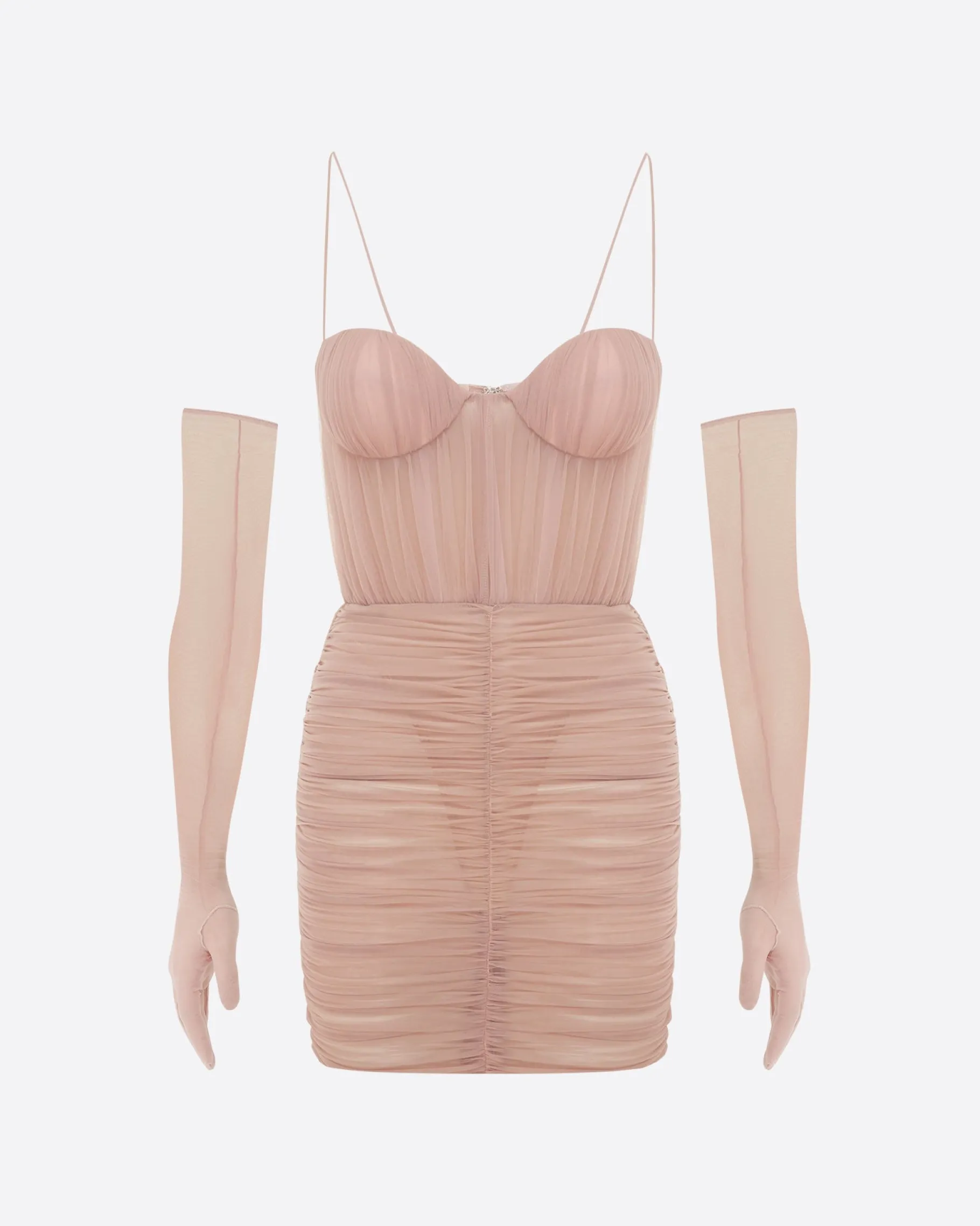 Alex Perry Sweetheart Ruched Mini Dress in Fine Mesh