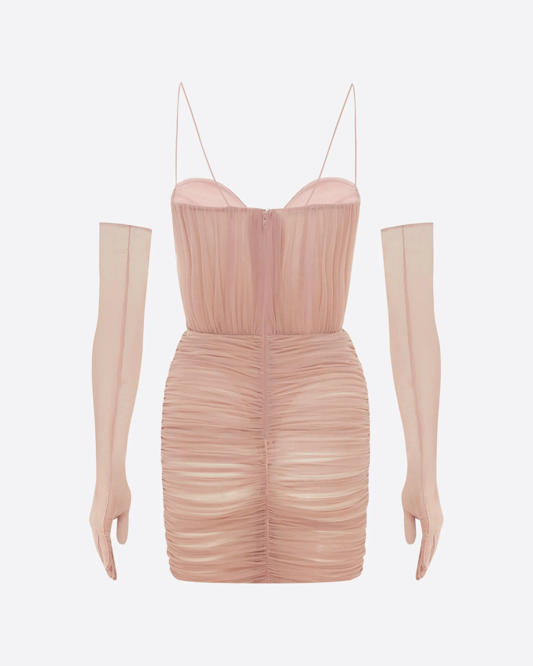 Alex Perry Sweetheart Ruched Mini Dress in Fine Mesh