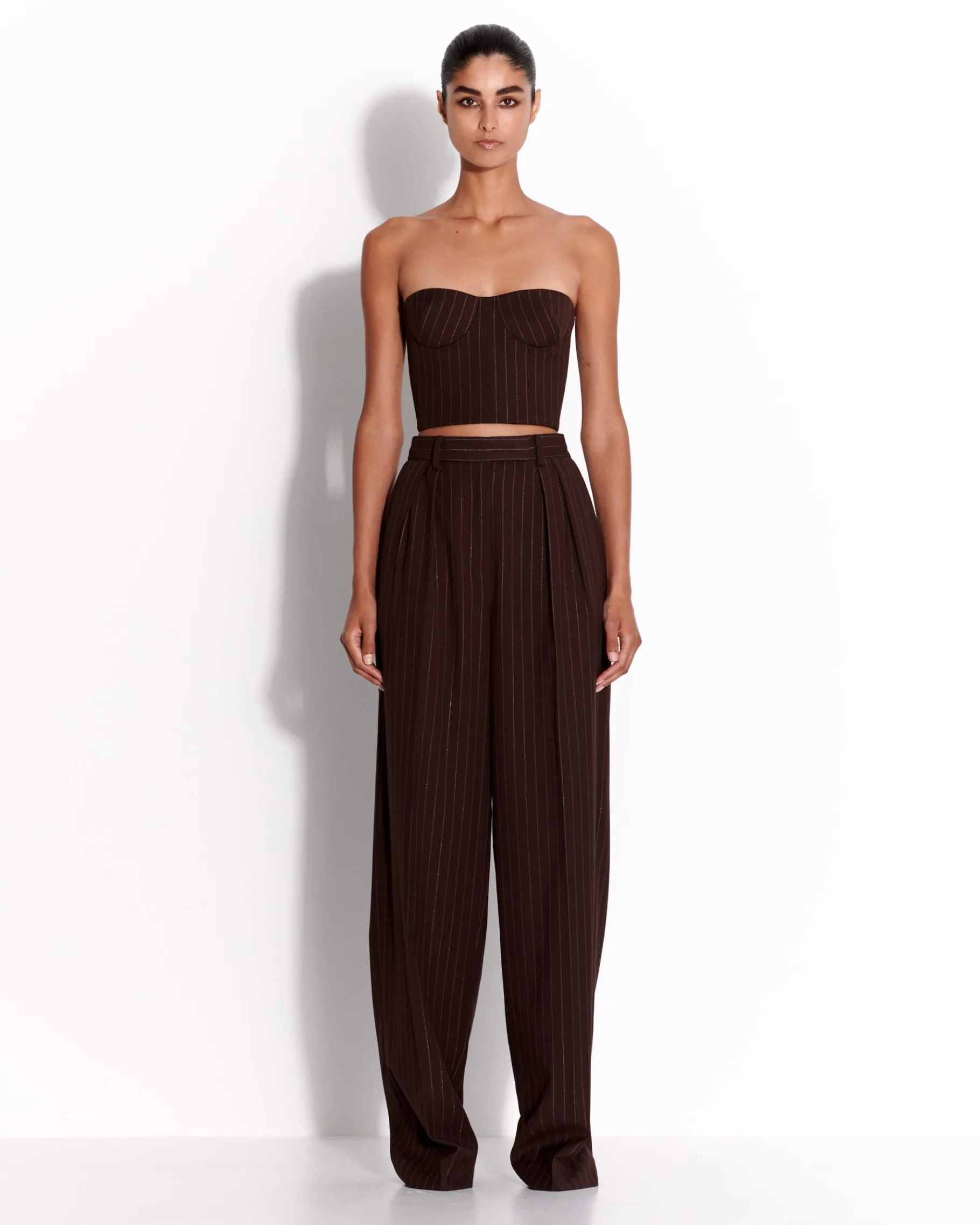 Alex Perry Tailored Trouser in Lurex Pinstripe