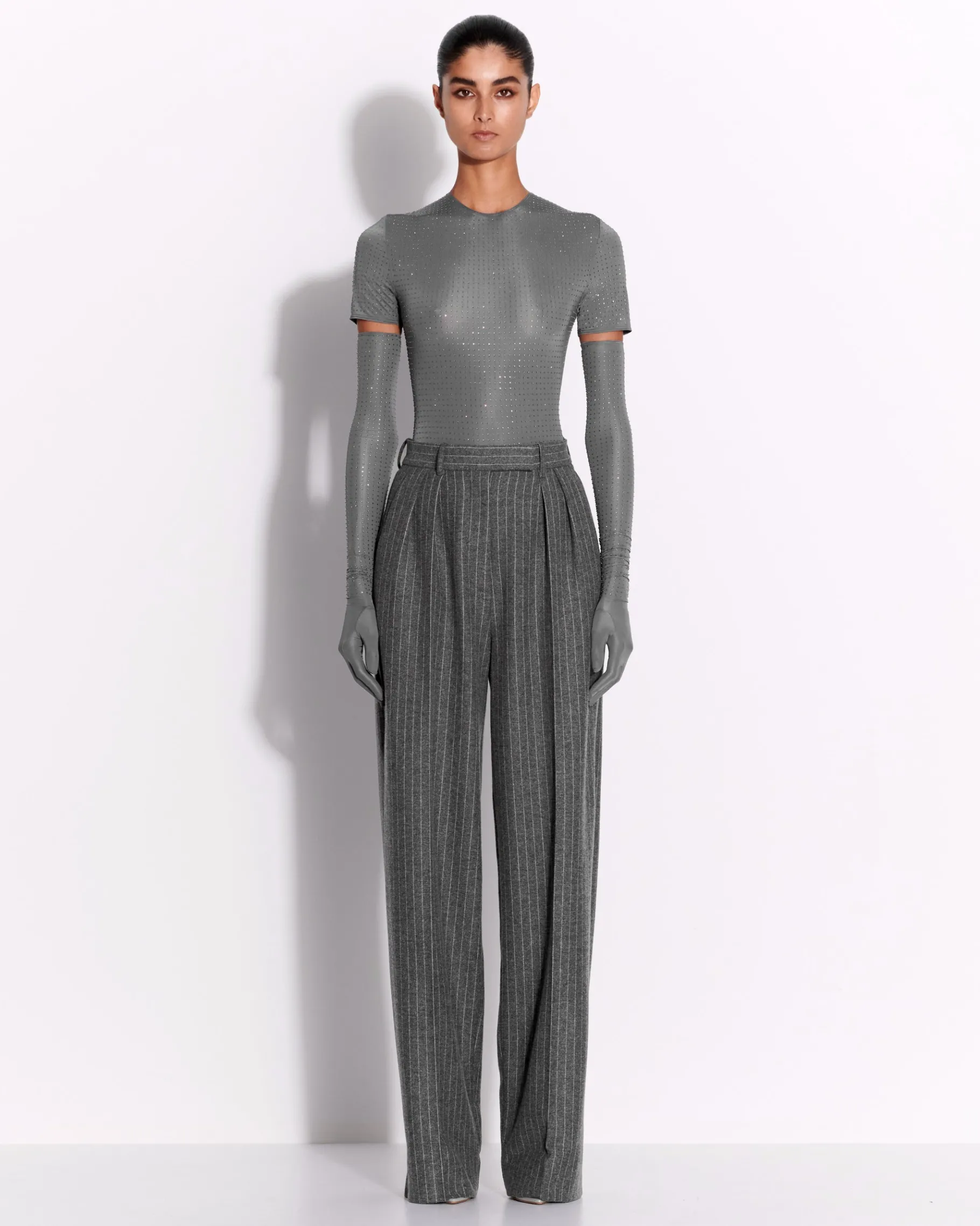 Alex Perry Tailored Trouser in Wool Pinstripe