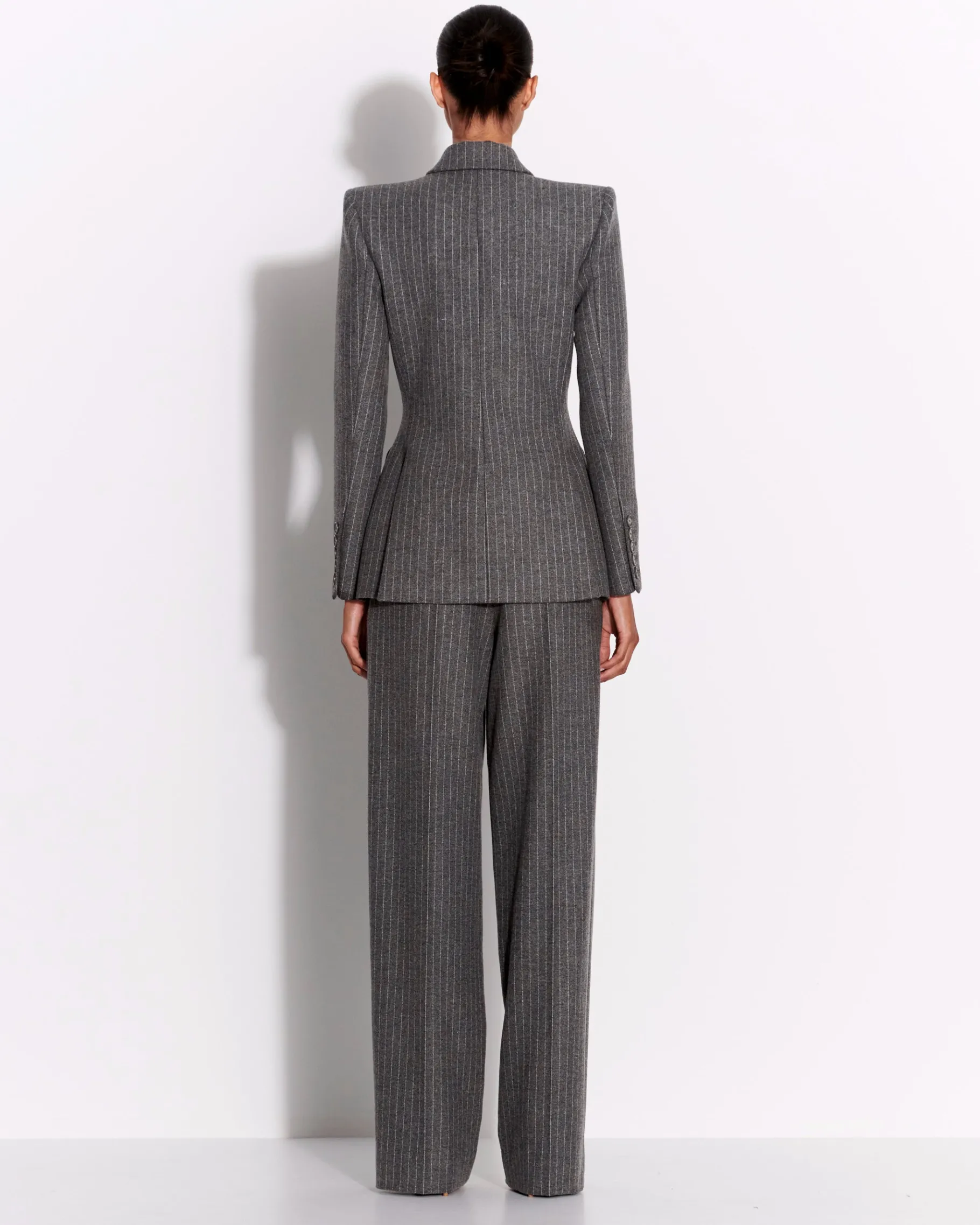 Alex Perry Tailored Trouser in Wool Pinstripe