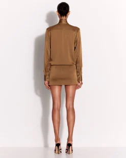 Alex Perry Tie Shirt in Satin Crepe